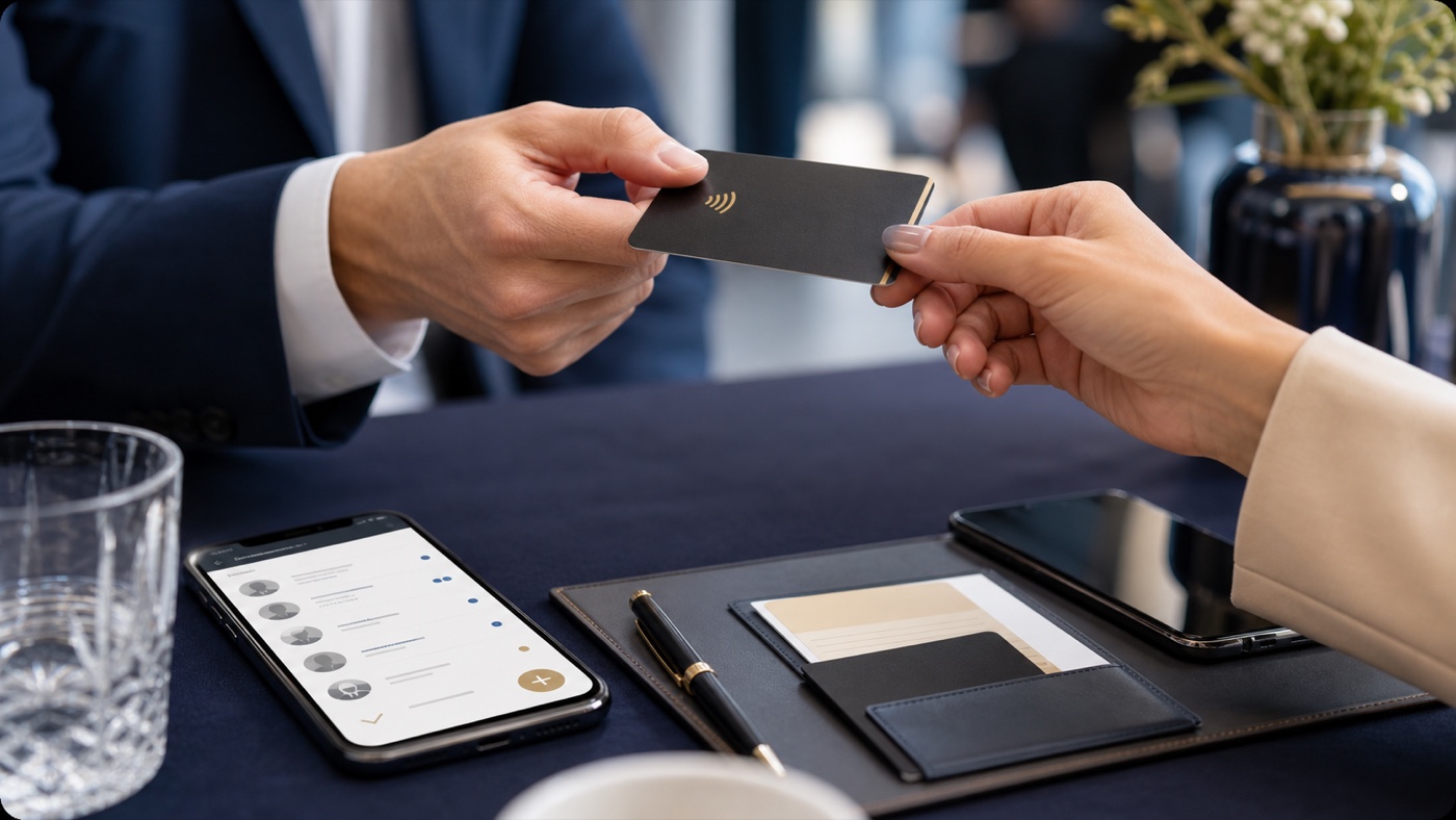 NFC névjegykártya átadása szakmai kapcsolatépítés közben